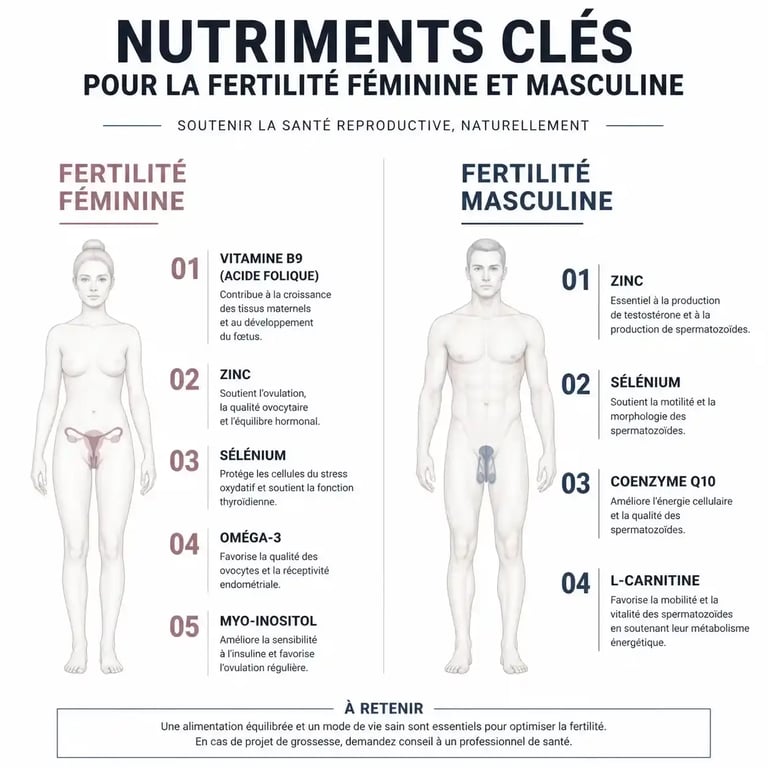 Complément alimentaire fertilité : nutriments clés pour la fertilité féminine et masculine