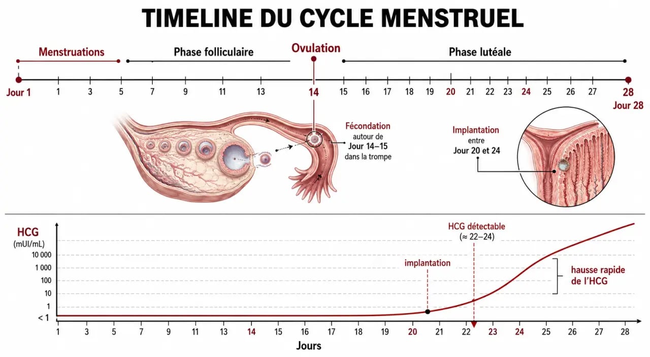 Chronologie de la fécondation et de la nidation pour détecter un signe grossesse 1 semaine