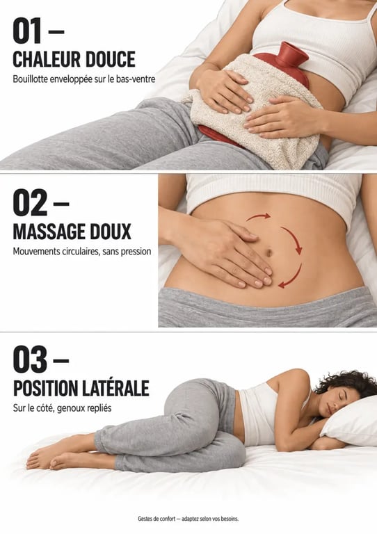 Comment soulager les douleurs de règles avec la chaleur, le massage et une position confortable