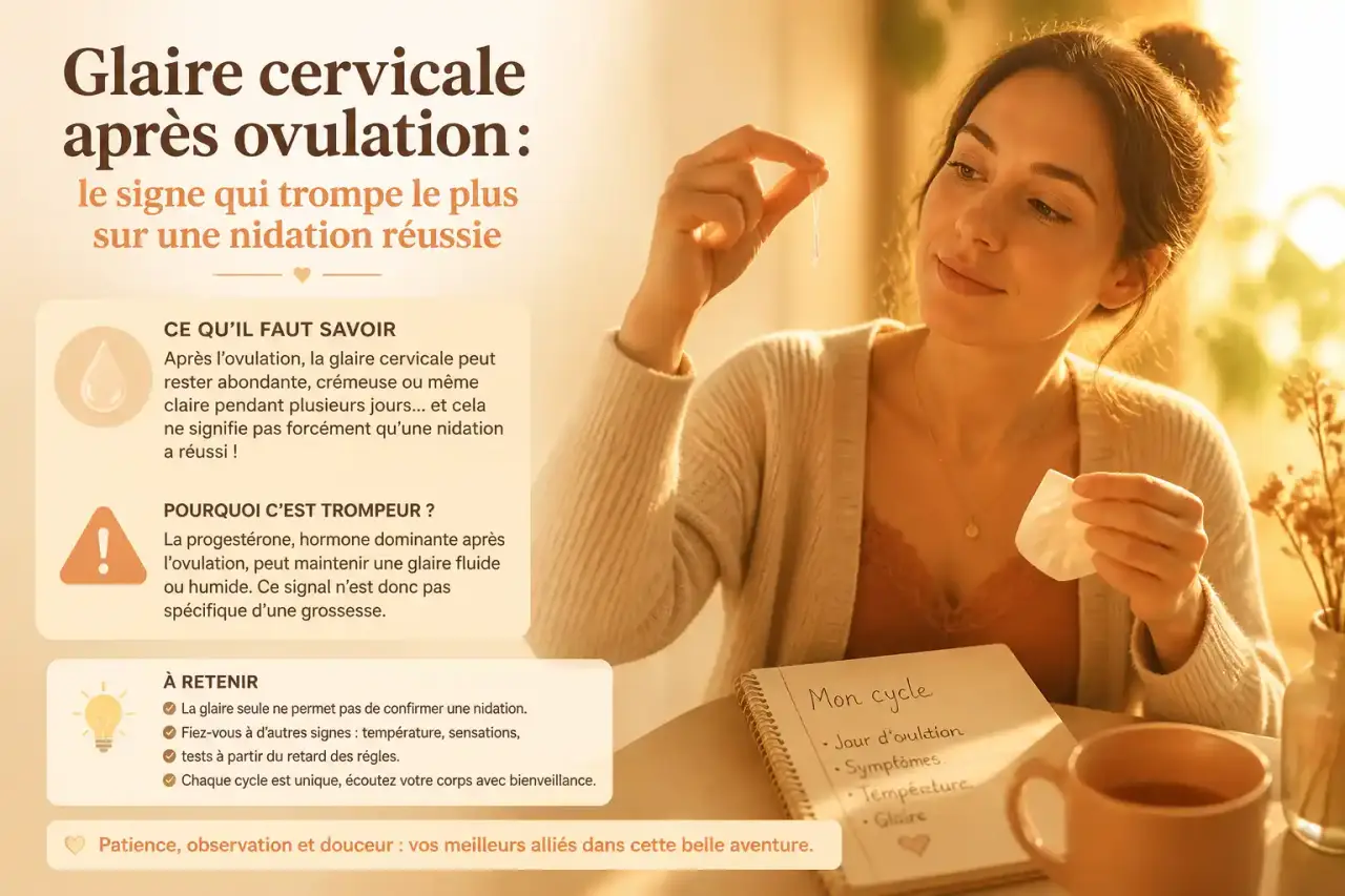 Glaire cervicale après ovulation : le signe qui trompe le plus sur une nidation réussie