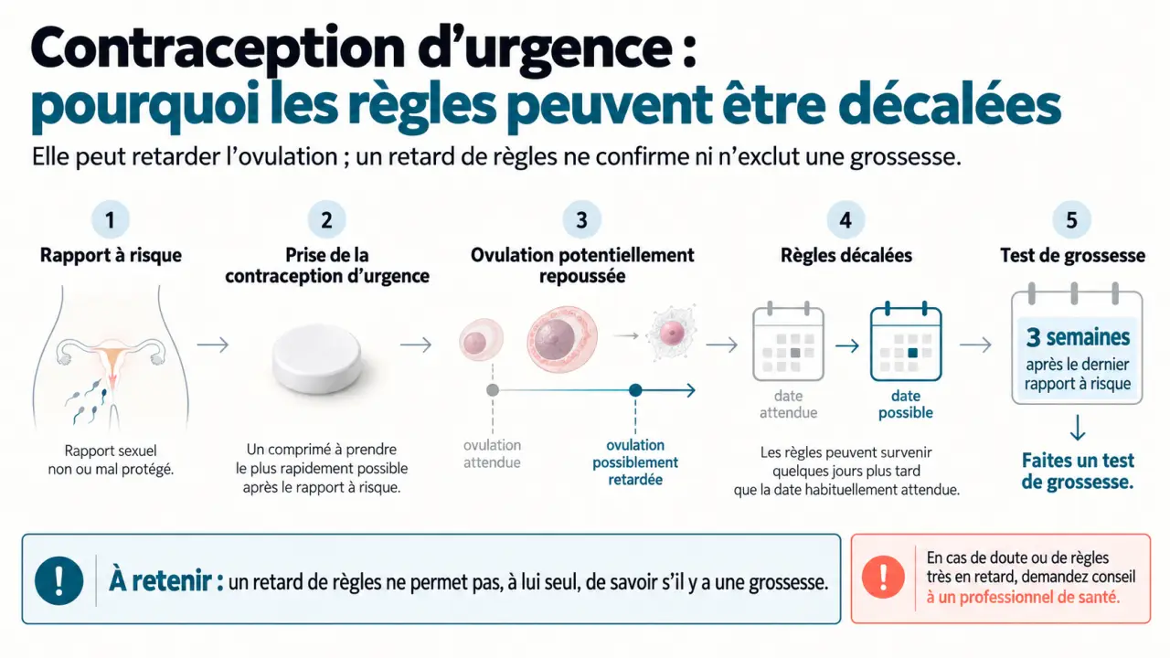 La pilule du lendemain peut-elle retarder les règles : schéma du décalage de l’ovulation et du calendrier du test de grossesse