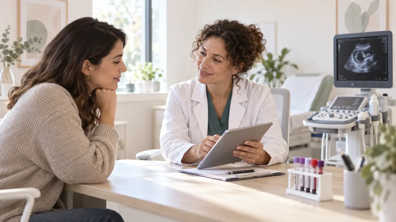Patiente échangeant avec une professionnelle de santé au sujet d’un bilan gynécologique