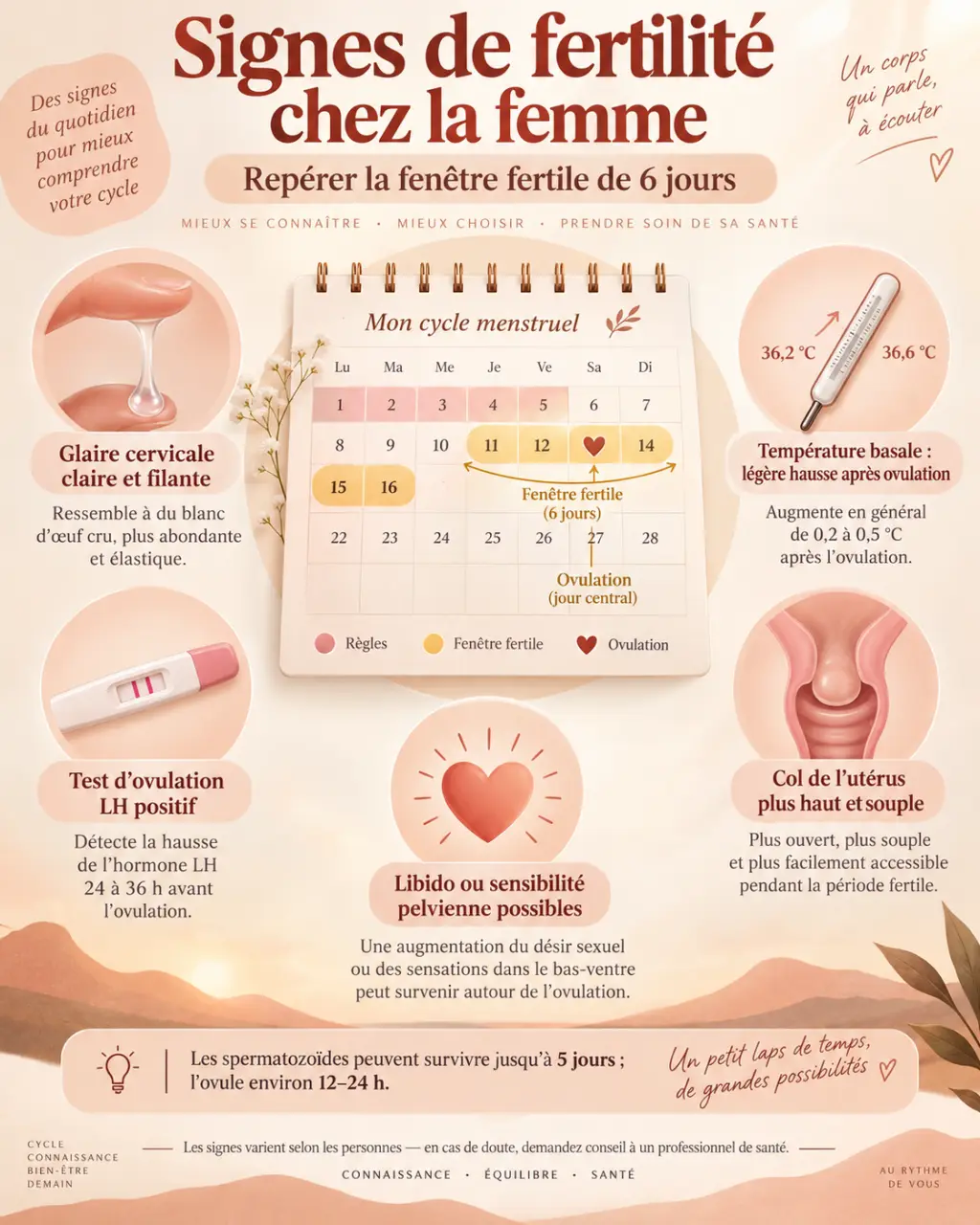Signes de fertilité chez la femme : repérer la fenêtre fertile de 6 jours