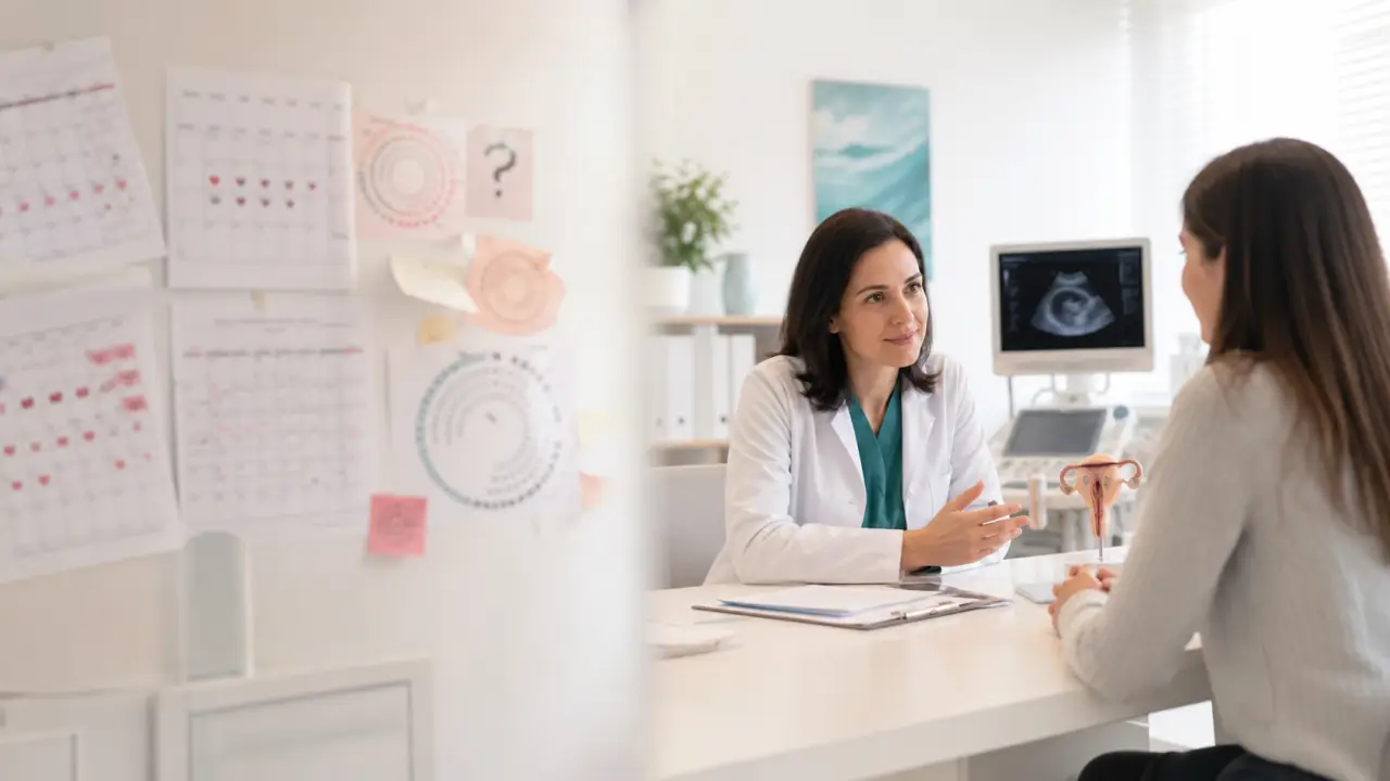 Patiente échangeant avec une médecin dans un cabinet lumineux